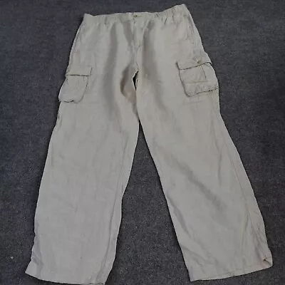 Tommy Bahama Mens Pants Large Off White 100% Linen Drawstring Cargo • $34.90