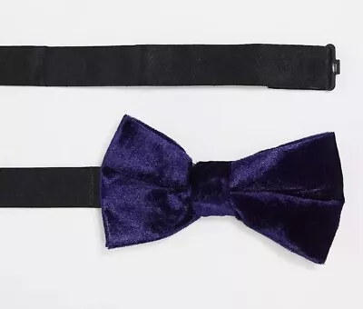 French Connection Velvet Bow Tie In Navy • £6.99