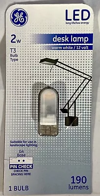 GE Lighting 28993 Frosted G4 Base T3 LED Desk Lamp Warm White 2W FREE SHIPPING • $8.99