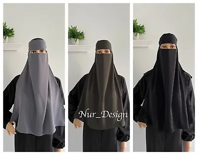 Niqab Muslim Women Burka Islamic Single Layer Polyester Hijab Niqabs Face Cover • $10.50