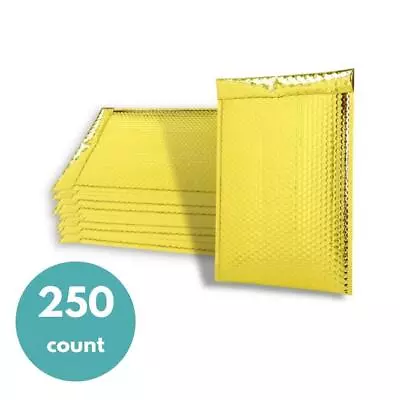 7 X 6.75  Glamour Metallic Gold Poly Bubble Mailers Padded Envelope Bags 250 PCS • $75.20