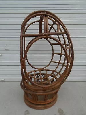 Bamboo Dome Porter Swivel Chair Egg Basket Rattan Hooded Canopy Balloon Regency • $595