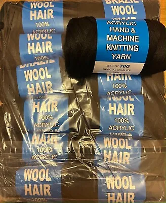 Brazilian Wool Hair Black: Faux Locks BraidTwists. X12 (70g) Rolls In A Pack • £10