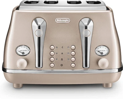 $201.99 • Buy De'Longhi Icona Metallics Toaster CTOT4003.​BG, 4 Slot Toaster With Reheat And D