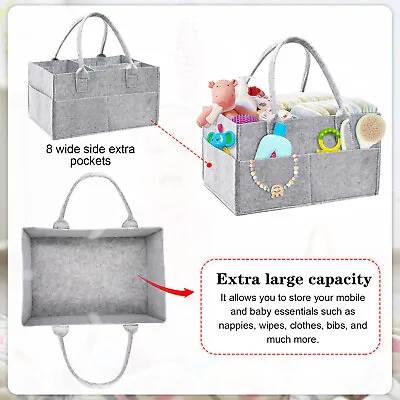 Baby Diaper Caddy Organizer Felt Changing Nappy Kids Storage Carrier Bag Grey UK • £5.69