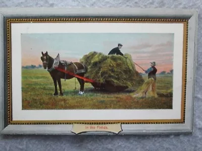Antique In The Fields Postcard 1910 Men Putting Hay On Horse Drawn Wagon Sled • $3.85