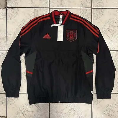 New Adidas Manchester United Home Anthem Black Jacket Kid’s Size L H63995 • $44.99