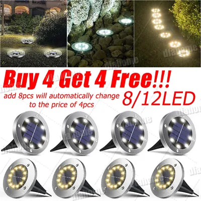 8/12 LED Solar Ground Lights Floor Decking Patio Outdoor Garden Lawn Path Lamp • £5.18