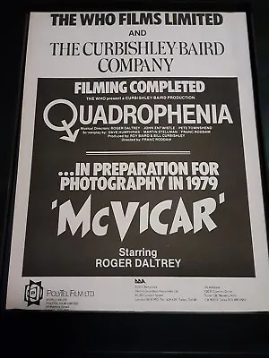 The Who Quadrophenia McVicar Rare Original Promo Poster Ad Framed!  • $139.50