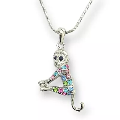 Monkey Multi Color Necklace Made With Swarovski Crystal Ape Gorilla 18  Chain • $29.99