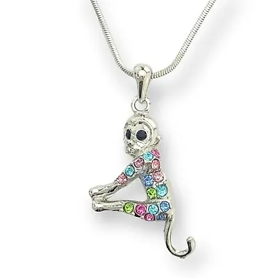 Monkey Multi Color Necklace Made With Swarovski Crystal Ape Gorilla Pendant • $29