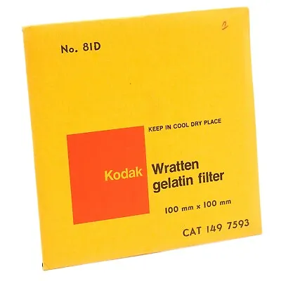 $11.88 • Buy Kodak No. 81D Wratten Gelatin Filter 100mm X 100mm