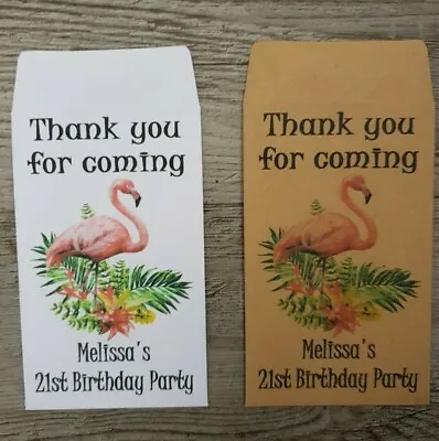 £3.50 • Buy 10 PERSONALISED PINK FLAMINGO SEED PACKETS 21st BIRTHDAY PARTY BAG FAVOURS GIFT