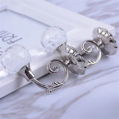 2 X Metal Hold Silver For Curtain Pole Blackout Curtains Wall Tie Backs Holder¤ • £7.73