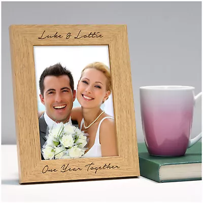 Personalised Wood Photo Frame Wedding Anniversary Gifts For Couples 1st 5th 10th • £12.95