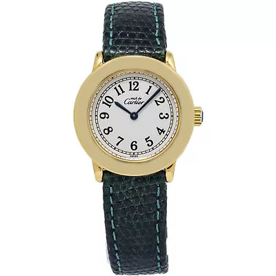 Cartier Ronde Must De 1801 Gold Plated 925 W/1998 Paper Quartz Ladies Watch 27mm • $1795