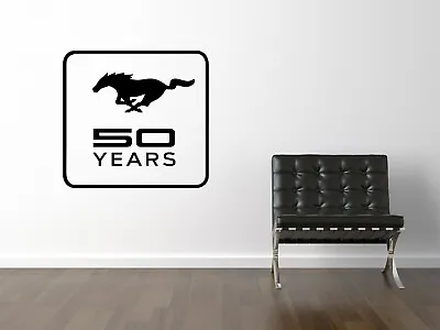 Mustang 50 Years Logo Wall Decal Car Decor Wall Art Mural Vinyl Sticker • $49.95