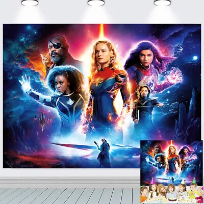 The Marvels Movie Birthday Backdrop Party Supplies Theme Banner Vinyl 7x5ft • $25.99