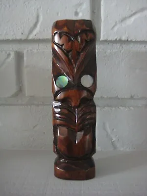 VINTAGE 1980's SMALL WOODEN CARVED NEW ZEALAND MAORI TIKI STATUE-NEW/UNUSED • $25