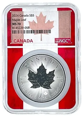 2024 Canada 1oz Silver Maple Leaf NGC MS70 - Flag Picture Core • $108.99