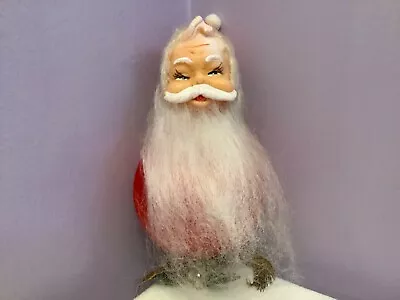 Vintage Christmas Santa Head Satin Red Ball Mistletoe Kissing Ball MCM • $14.95