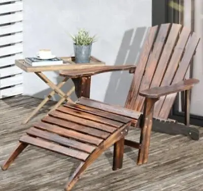 Folding Adirondack Chair Patio Outdoor Wood Material Fire Pit Chair All-Weather • $91.59