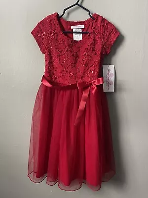 £18.67 • Buy Bonnie Jean Kids Girls Sequin Lace Bodice Tulle Skirt Short Sleeve Dress Red 6
