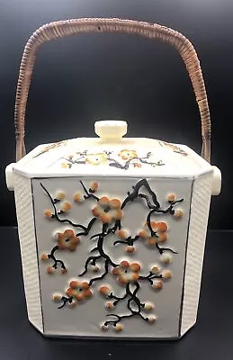 Vintage Japanese Hand Painted Ceramic Lidded Pot Approx 19cm Tall (2aj5) • £15