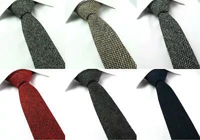 £11.23 • Buy Houndstooth Wool Tweed Tie Brown Black Grey Silver Checks