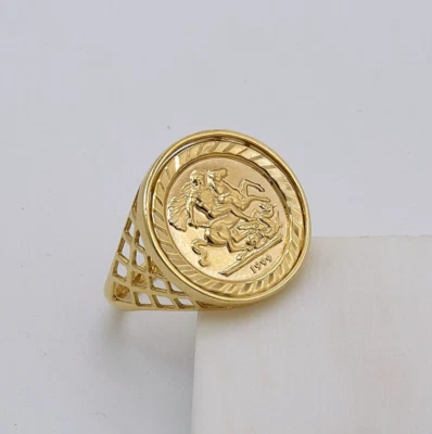 18K Gold Soveregn Rng, St George Rng Men, Gold Sgnet Rng Men, Mens