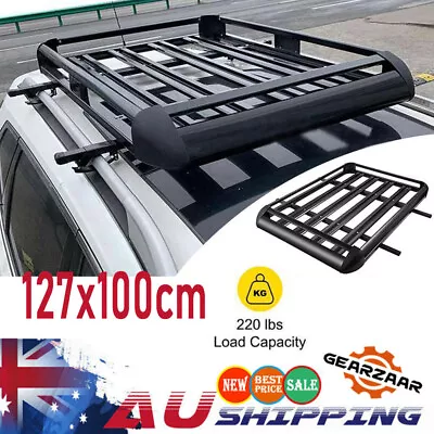 Aluminium Car Roof Rack Basket Double Layer Tray Travel Luggage Carrier Cage • $136.91