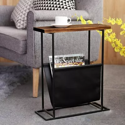 Narrow Side Table Slim Bedside Table With Magazine Holder Sling Sofa End  Table • £17.86