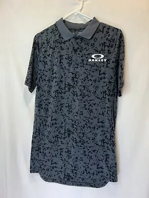 Oakley Golf Polo Shirt Black Gray Small S Short Sleeve Regular Fit Hydrolix • $12.82