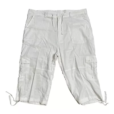 TRUST Cargo Capris Shorts Mens White Drawstring Size 42 • $15.99