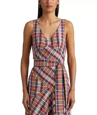 Ralph Lauren Belted Cotton Madras Dress • $119