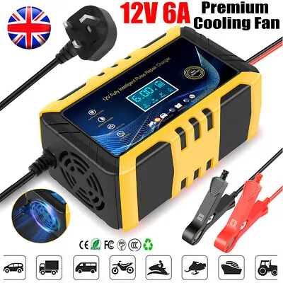 Automatic Car Battery Charger 12V 6A Fast Charger Smart Pulse Repair AGM/GEL UK • £11.99