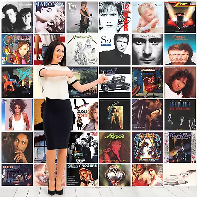 80's MUSIC ALBUM COVERS POSTERS VINTAGE PRINTS  A4 SQUARE 21X21CM LAMINATED • £2.75