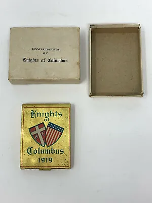 Vintage 1919 Knights Of Columbus Matchbook Safe- Original Sliding Box • $50