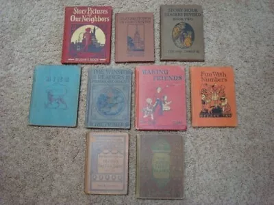 Vintage Lot 9 Children's BASIC READING School Books DECOR 1897-1950 • $40