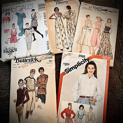 LOT 5 Vintage Vogue Simplicity Butterick McCall’s Sewing Patterns 1970-80s RARE • $28