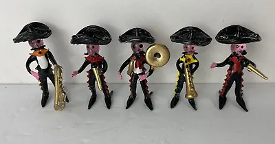 Mariachi Band Black Colored Hand Blown Glass (Set Of  5) FREE SHIPPING • $18.95