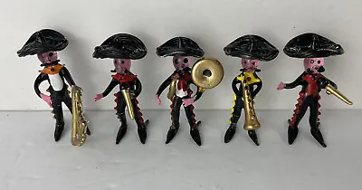 Mariachi Band Black Colored Hand Blown Glass (Set Of  5) • $14.21