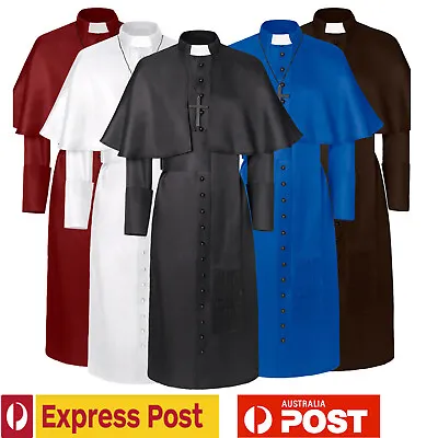 Men Medieval Monk Costume For Wizards Priests Halloween Cosplay God Father Robe • $45.01