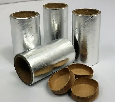 25 SILVER FOIL HEAVY WALLED SALUTE Tubes Shells 1  X 2-1/2  X 1/8  & 50 PLUGS    • $15