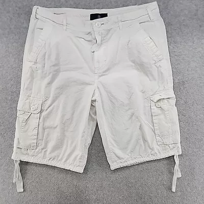 Buffalo David Bitton Mens Capri Cargo Shorts Size 34 White Measures Loose Sailer • $16.88