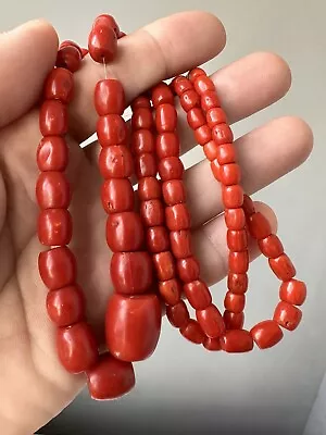 Antique Old Natural Undyed Red Ox Blood Coral Beads Necklace 75 Gr • $7500