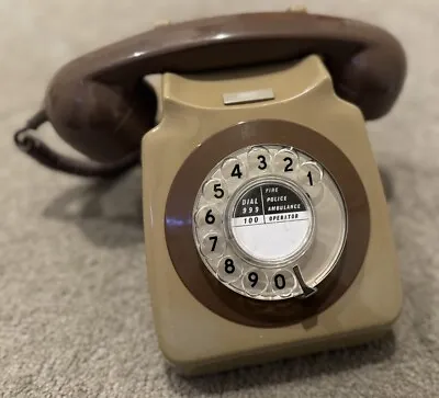 Vintage Gpo Rotary Dial Telephone 746 - Elephant Grey & Brown - Converted • £24.99
