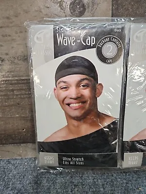 Titan Classic Stocking Wave-Caps Do-rag One Size Fit All 2 Count Black 11106 • $6.49