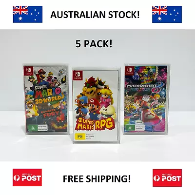 5 X Nintendo Switch Thick Game Box Protectors Clear Case Cover 0.3 Mm Thick! NEW • $17.50