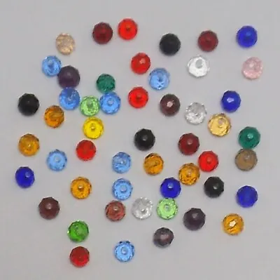 50 Mixed Colours Faceted Rondelle Crystals Loose Beads: 6×5mm: Crafts-Decor: UK  • £2.54